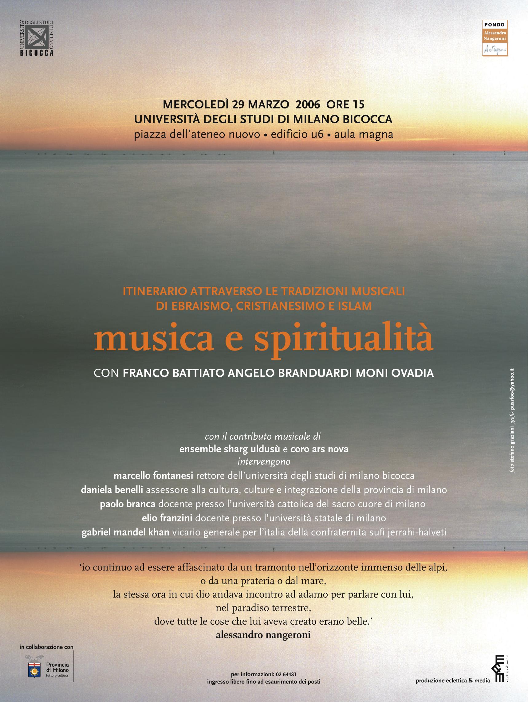 Locandina Musica e spiritualitÃ 